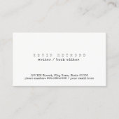 Minimale basis witte schrijver / boek-editor visitekaartje (Voorkant)