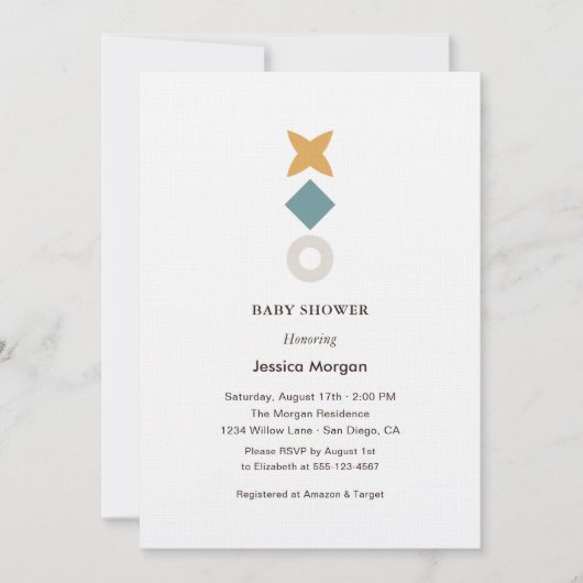 Minimale Bauhaus baby shower uitnodiging (Voorkant)