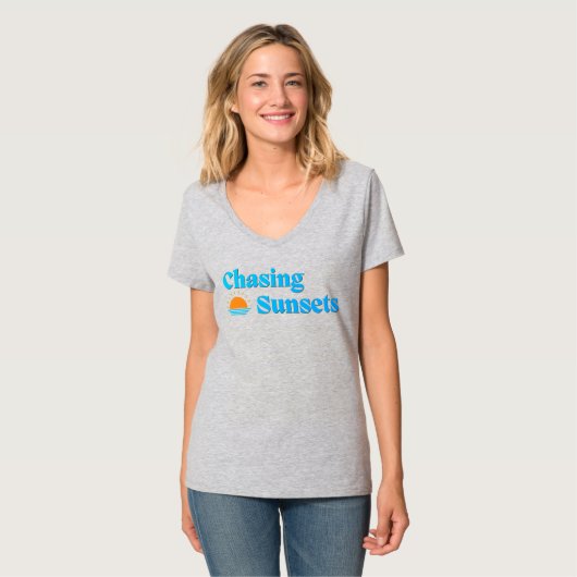 Minimale Beach Sunset Grafische T-shirt (Voorkant volledig)