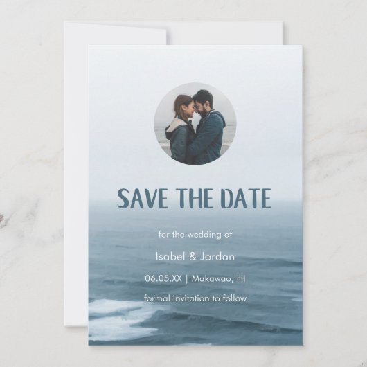 Minimale Beach Wedding Photo Save the Date (Voorkant)