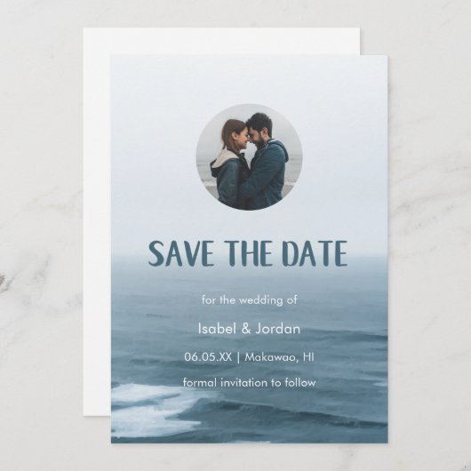 Minimale Beach Wedding Photo Save the Date (Voorkant / Achterkant)