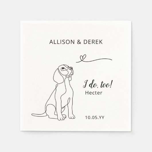 Minimale Beagle Ik doe te hart hond bruiloft Servet (Voorkant)