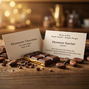 Minimale Bean to Bar-chocoladefabrikant  Visitekaartje