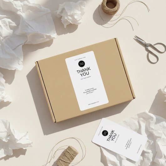 Minimale bedank-verzendlabel met logo  etiket