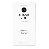 Minimale bedank-verzendlabel met logo  etiket (Voorkant)