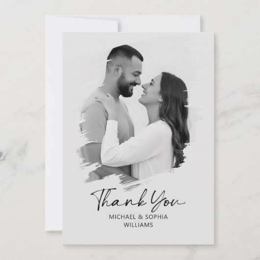 Minimale bedankkaart bruiloft zwart-wit save the date (Voorkant)