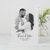 Minimale bedankkaart bruiloft zwart-wit save the date (Staand voorkant)