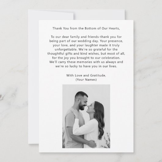 Minimale bedankkaart bruiloft zwart-wit save the date (Achterkant)