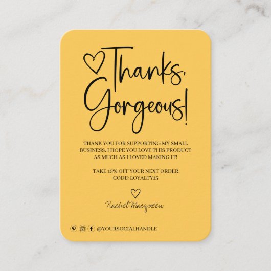 Minimale Bedankt Prachtige Manuscript Klant Dank u Visitekaartje (Voorkant)