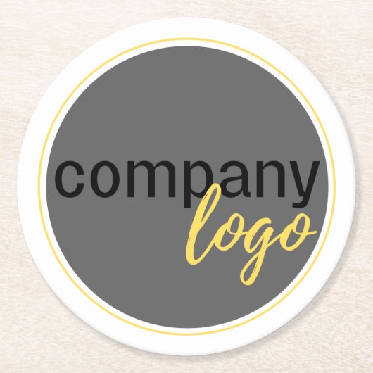 MINIMALE BEDRIJFS LOGO PROMOTIE WIT RONDE KARTONNEN ONDERZETTER (Voorkant)