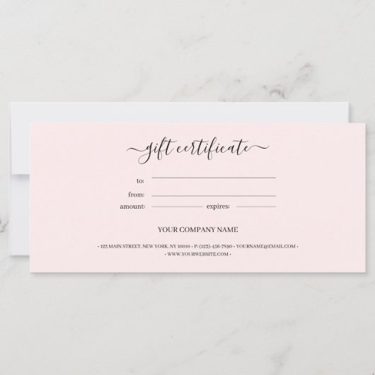 Minimale bedrijfscadeaubon voor scripts (Achterkant)