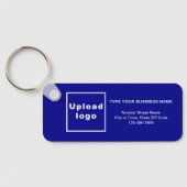 Minimale bedrijfsinformatie Blauwe Rechthoek Sleutelhanger (Achterkant)