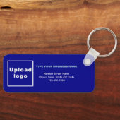 Minimale bedrijfsinformatie Blauwe Rechthoek Sleutelhanger (Voorkant)