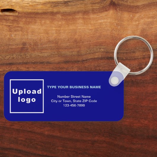Minimale bedrijfsinformatie Blauwe Rechthoek Sleutelhanger (Voorkant)