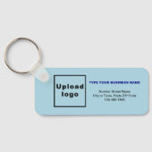 Minimale bedrijfsinformatie Licht Blauw Rechthoek Sleutelhanger (Achterkant)