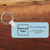 Minimale bedrijfsinformatie Licht Blauw Rechthoek Sleutelhanger (Achterkant)