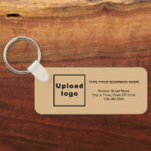 Minimale bedrijfsinformatie lichte bruine rechthoe sleutelhanger (Achterkant)