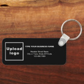 Minimale bedrijfsinformatie zwarte rechthoek sleutelhanger (Voorkant)