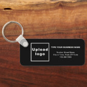 Minimale bedrijfsinformatie zwarte rechthoek sleutelhanger (Achterkant)