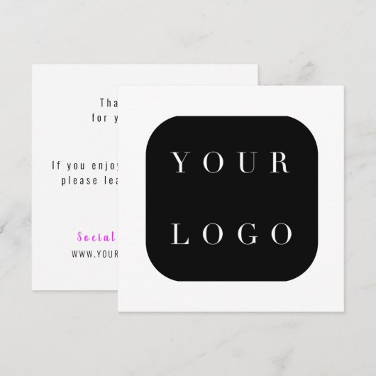 Minimale BedrijfsLogo Dank u 5.25x5.25 Notitiekaartje (Voorkant / Achterkant)