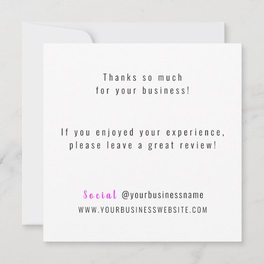 Minimale BedrijfsLogo Dank u 5.25x5.25 Notitiekaartje (Achterkant)