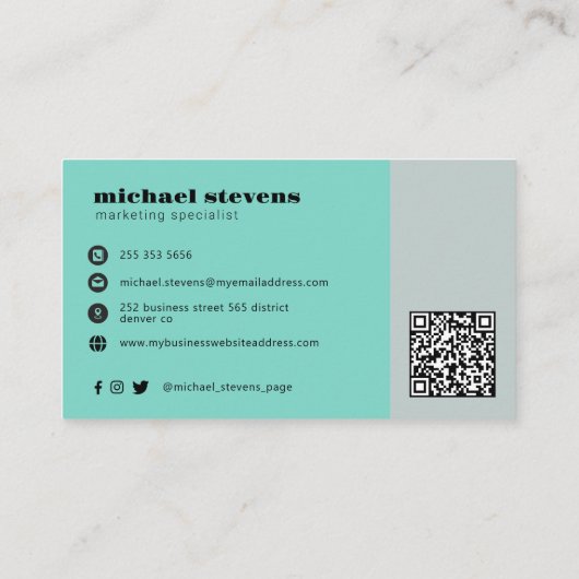 Minimale bedrijfsnaam logo QR-code Visitekaartje (Achterkant)