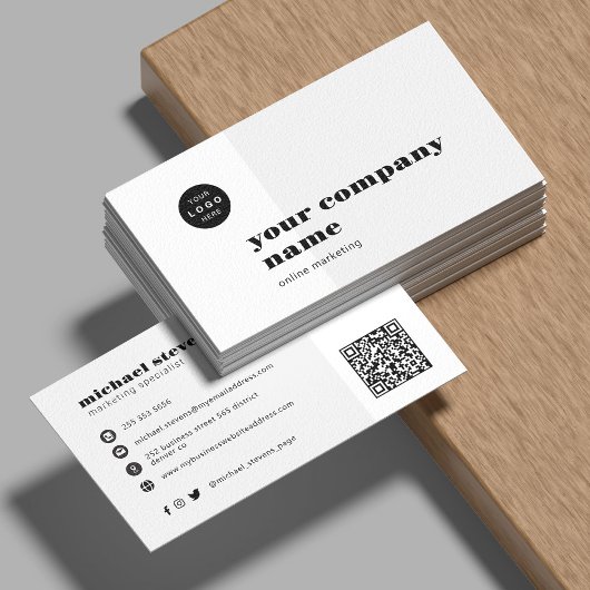 Minimale bedrijfsnaam logo QR-code Visitekaartje