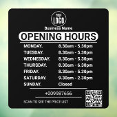 Minimale bedrijfsnaam openingsuren winkel raamsticker (Vel 3)