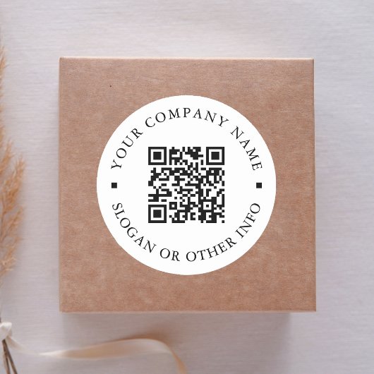 Minimale bedrijfsnaam voor link met website QR-cod Ronde Sticker