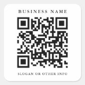 Minimale bedrijfsnaam voor QR-codetabel Vierkante Sticker (Voorkant)