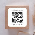 Minimale bedrijfsnaam voor QR-codetabel Vierkante Sticker<br><div class="desc">Eenvoudige zakelijke sticker met uw QR-codeslink. Voor meer geavanceerde aanpassing van dit ontwerp,  te klikken gelieve de BUTTON van het TOOL VAN HET ONTWERP BLAUW hierboven! Overeenkomende objecten zijn ook beschikbaar.</div>