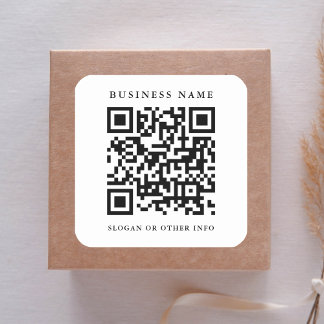 Minimale bedrijfsnaam voor QR-codetabel Vierkante Sticker