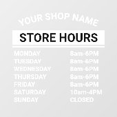 Minimale bedrijfsnaam Winkeluren van bedrijf Raamsticker (Vel)