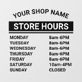 Minimale bedrijfsnaam Winkeluren van bedrijf Raamsticker (Vel)