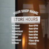 Minimale bedrijfsnaam Winkeluren van bedrijf Raamsticker