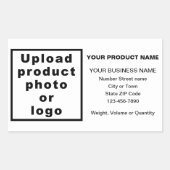 Minimale bedrijfsproductinformatie op wit rechthoekige sticker (Voorkant)