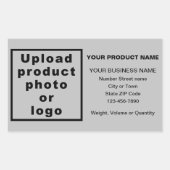 Minimale bedrijfsproductinformatie over grijs rechthoekige sticker (Voorkant)