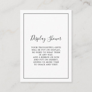 Minimale beeldschermschower informatiekaartje