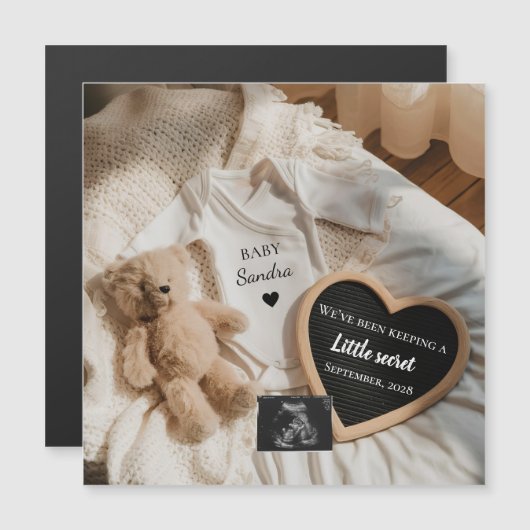 Minimale Beerlijk Wacht teddy zwangerschapsaankond (Voorkant / Achterkant)