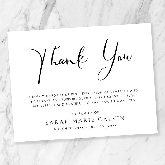 Minimale begrafenis bedankkaart