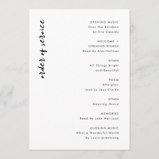 Minimale begrafenis | Dienstengeviering Programmakaart (Achterkant)