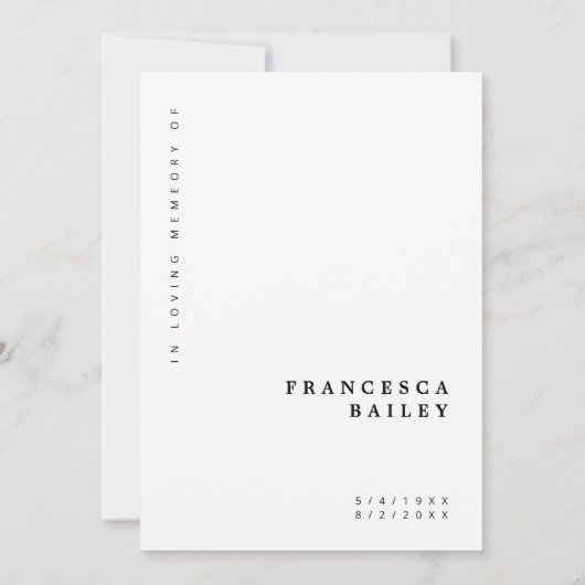 Minimale begrafenis | Eenvoudige viering van het l Bedankkaart (Achterkant)