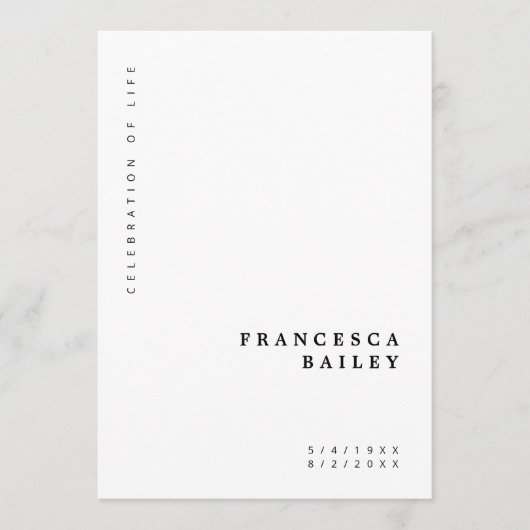 Minimale begrafenis | Eenvoudige volgorde van dien Programmakaart (Voorkant)