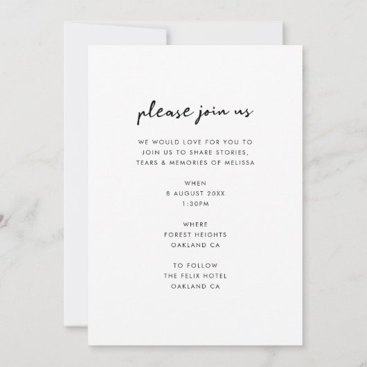 Minimale begrafenis | Moderne viering van het leve Kaart (Achterkant)