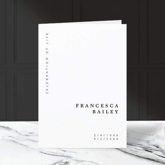 Minimale begrafenis | Volgorde van dienst Programma