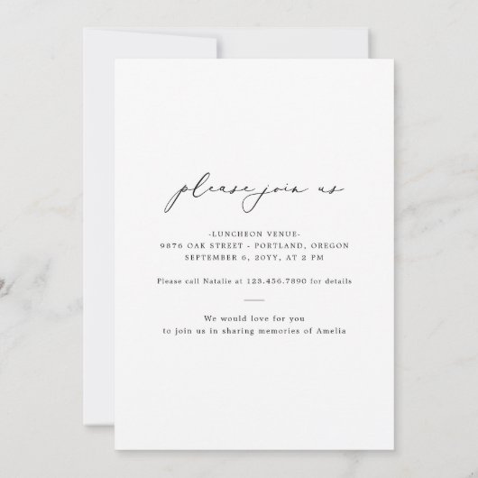 Minimale begrafenisfoto viering van het leven kaart (Achterkant)