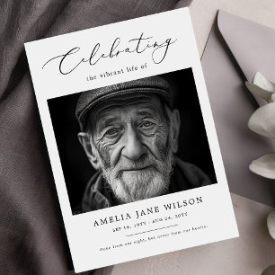 Minimale begrafenisfoto viering van het leven kaart