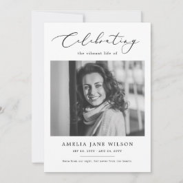 Minimale begrafenisfoto viering van het leven kaart