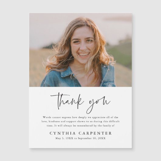 Minimale begrafenisherdenkingsfoto Hartelijk dank (Voorkant)