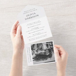 Minimale begrafenisherdenkingsfoto van Funeral Ele All In One Uitnodiging